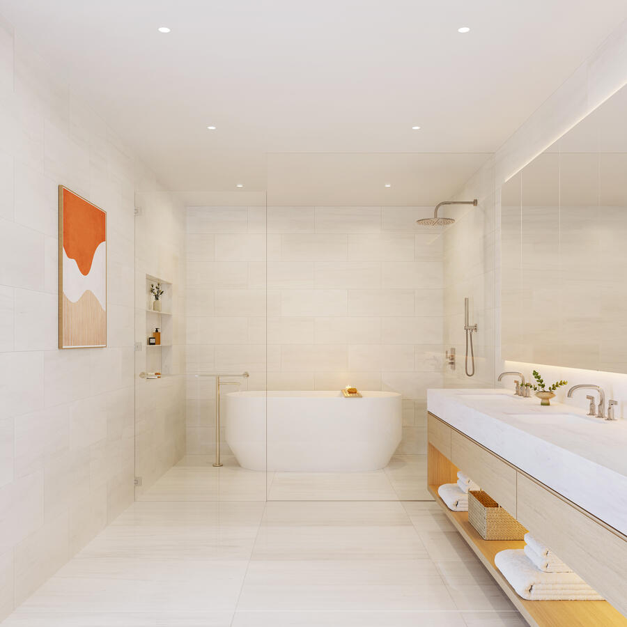 Baño con elegantes acabados